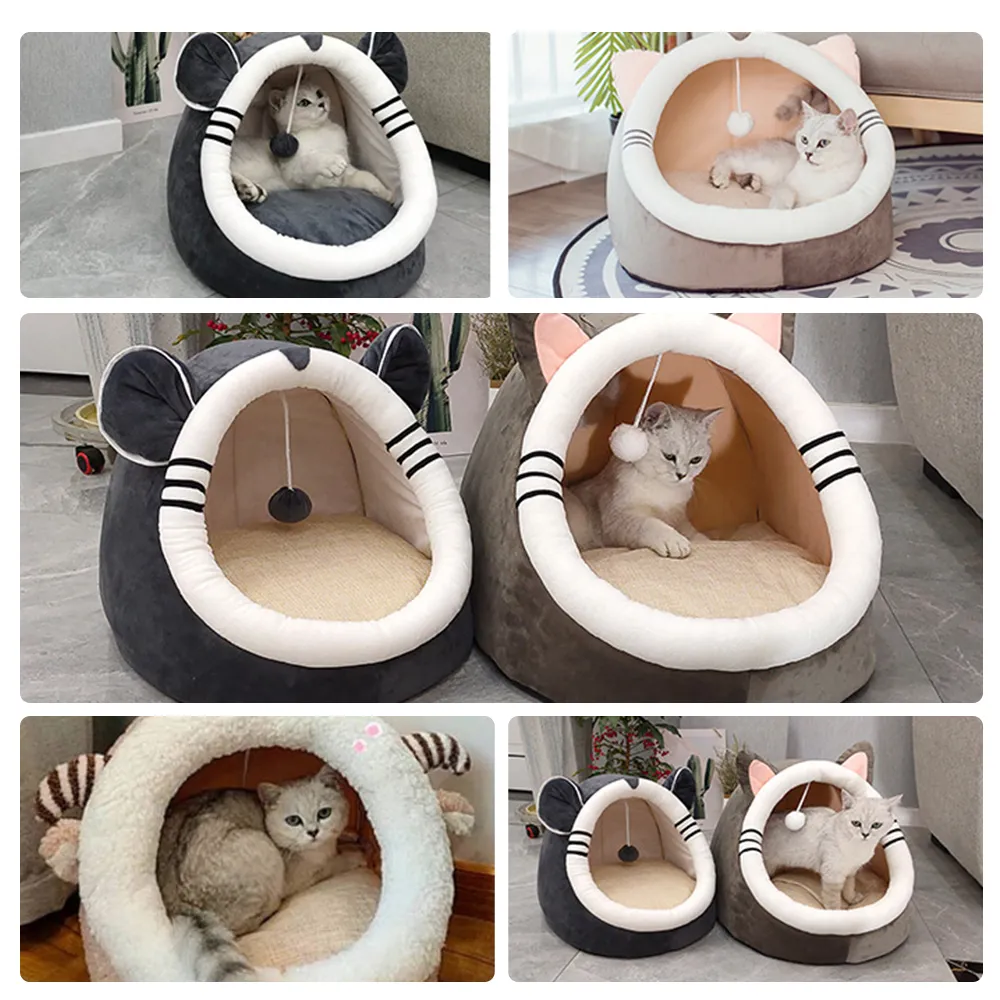 Cama de animais de estimação dobrável para gato para cão de estimação de cachorro de estimação média de um ninho de gatinho de gatinho macio de gatinho casas de dormir de animais de dormir