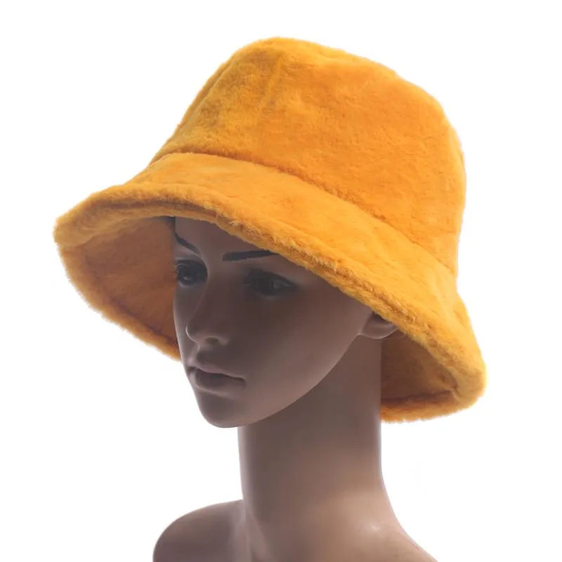 Szerokie brzegowe czapki zimowe wakacje na świeżym powietrzu Lady Panama czarny solidny zagęszczony miękki ciepły czapka rybacka faux futra czapka dla kobiet298c