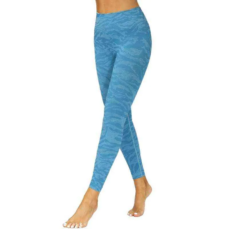 Nieuwe vrouwen yoga naadloze leggings hoge taille sportschool energie camouflage tijger huidpatroon meisje/vrouwelijke sport workout panty broek H1221