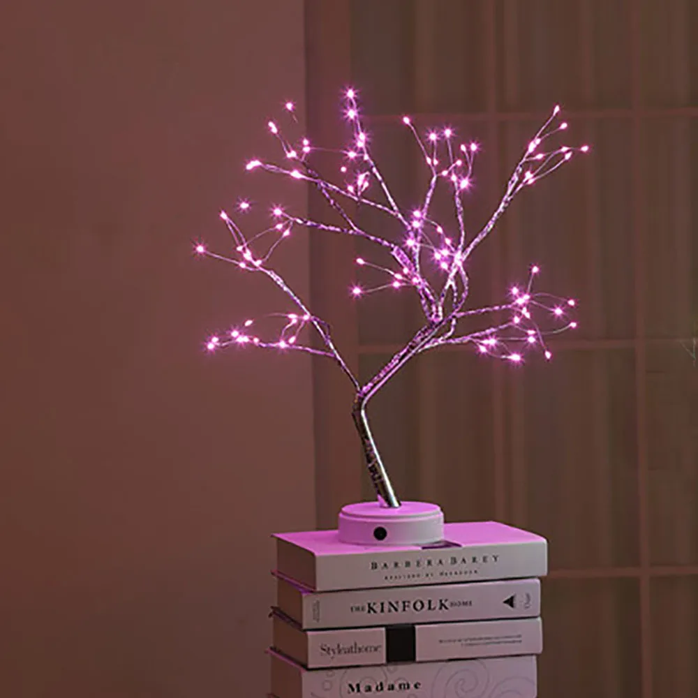 Árvore em forma de lâmpada led estilo bonsai 108 led fio cobre diy usb luz da noite interruptor toque controle natal luz decorativa presentes 20206c