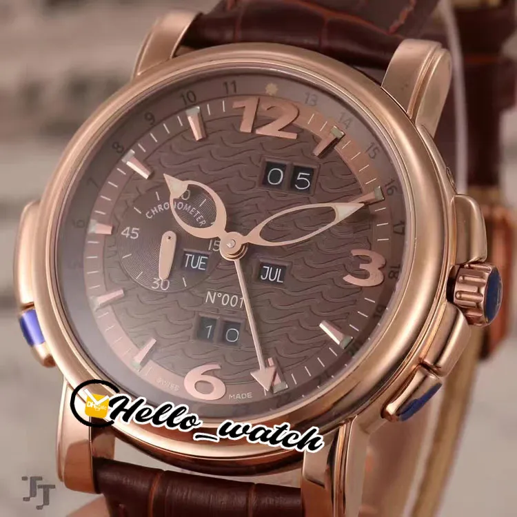 Nuovo calendario perpetuo 322-66 91 quadrante bianco orologio automatico da uomo cinturino in pelle cassa in oro rosa cinturino in pelle marrone orologi HWUN Hel260r