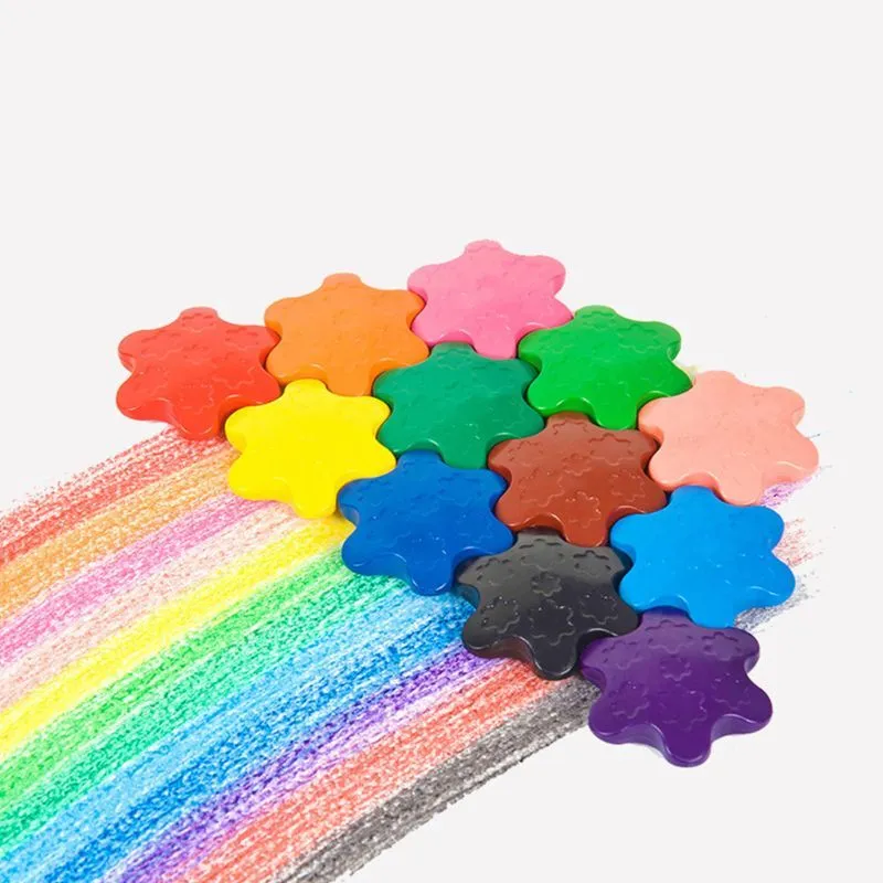 12 Couleurs Non-toxique Cire Flocon De Neige Forme Crayons pour Tout-Petits Enfants Lavable Peinture Sûr Dessin Outil École Art Fourniture 201225