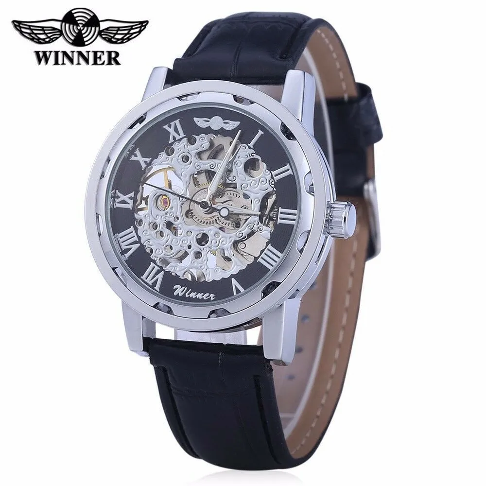 Winner Manual Hollow Mechanical Watch Foreign Trade Cross-Border Mens Watch One Piece Drop Wristwatches2362