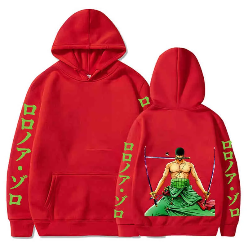 Sudadera con capucha de una pieza de Anime japonés, jersey con estampado de Roronoa Zoro, sudaderas divertidas de manga larga, ropa informal suelta, Sudadera con capucha, Tops H1227