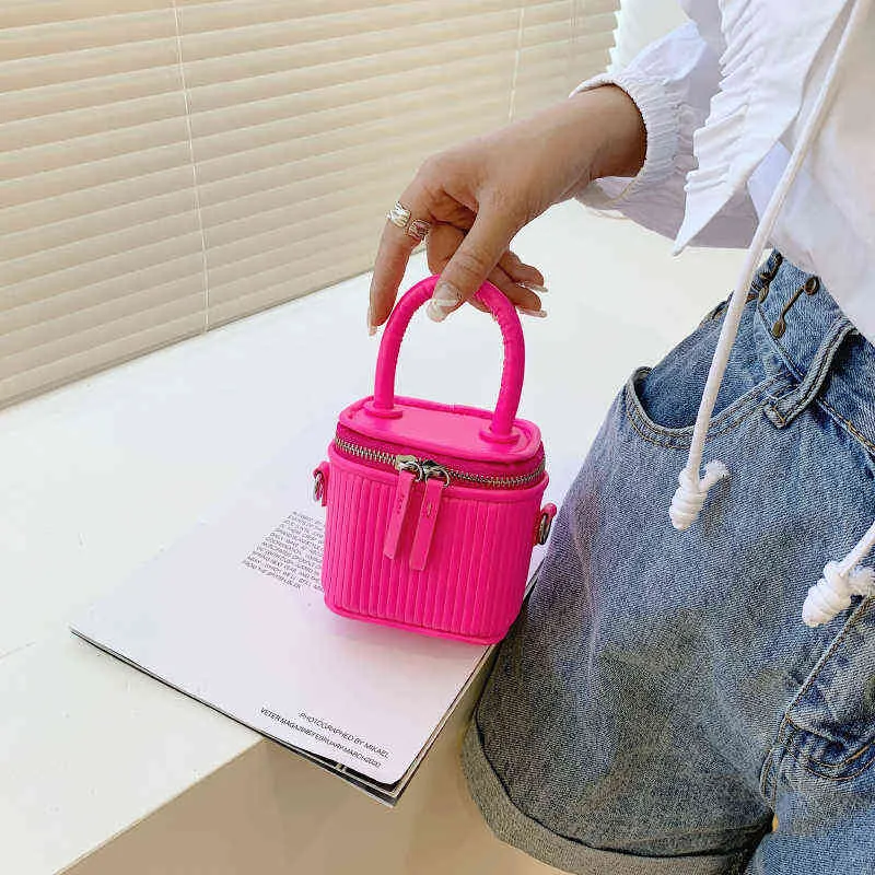 Sacos de compras SWDF Mini Caixa de Luxo PU Bolsa Crossbody com cabo curto para mulheres 2022 Bolsa de ombro do telefone bonito e bolsas rosa verde 220304