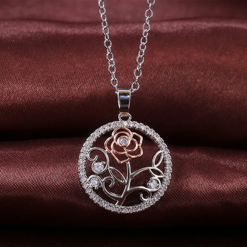 Полые хрустальные цветы роза подвеска ожерелье женщины алмазные ожерелья подвески свадебный подарок мода ювелирные изделия будут и песчаные