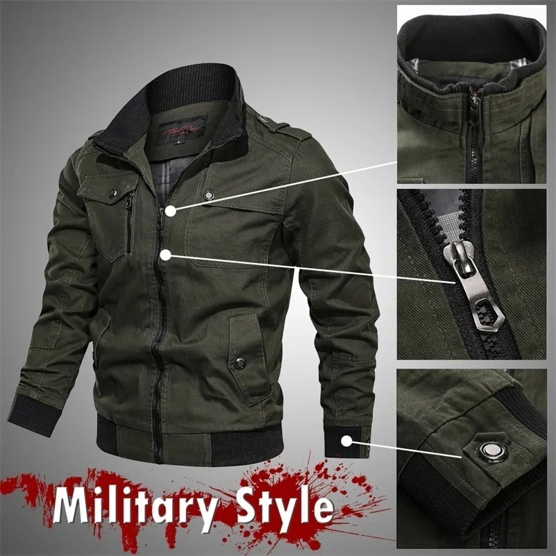 Hommes Bomber Veste Automne Printemps 2020 Militaire Pilote Manteau Zipper Vestes Tactiques Hommes Moto Cargo Air Force Vol Manteaux LJ201013