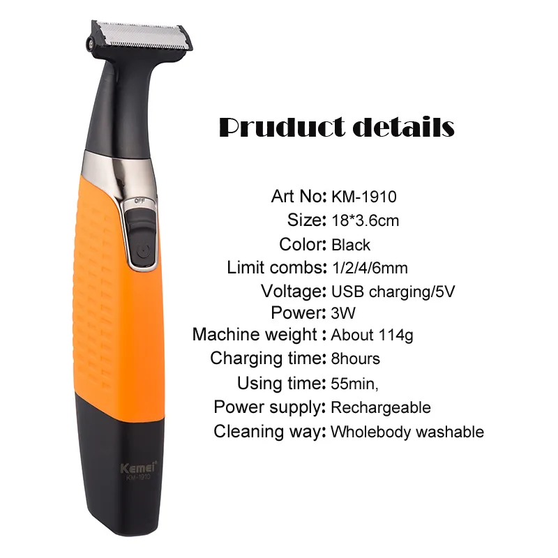 Kemei Hair Trimmer Electric Shaver Cutting Beard Clipper Man Grooming Tools Water Shaving Machine 220216