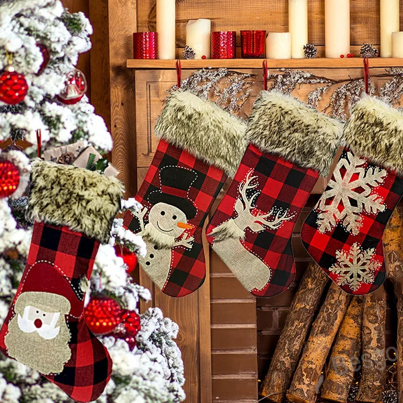 جوارب عيد الميلاد سانتا كلوز الحلوى الهدايا جورب ثلج الأيائل ندفة الثلج الكرتون حقيبة شجرة عيد الميلاد شنقا لوازم الديكور BH4338 TYJ