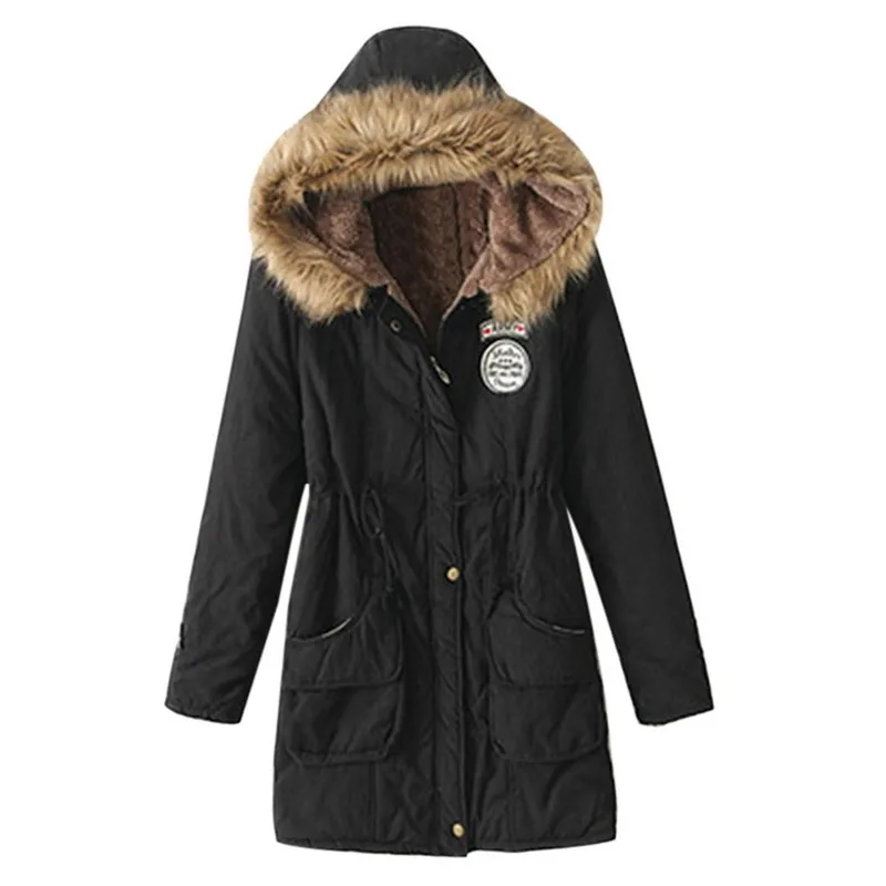 Winterjacke Frauen Pelzkragen Parkas Schlanker Reißverschluss Parkas Wollmütze Gürtel Hoodie verdicken Wintermantel Outwear Lange weibliche Schneemäntel 201019