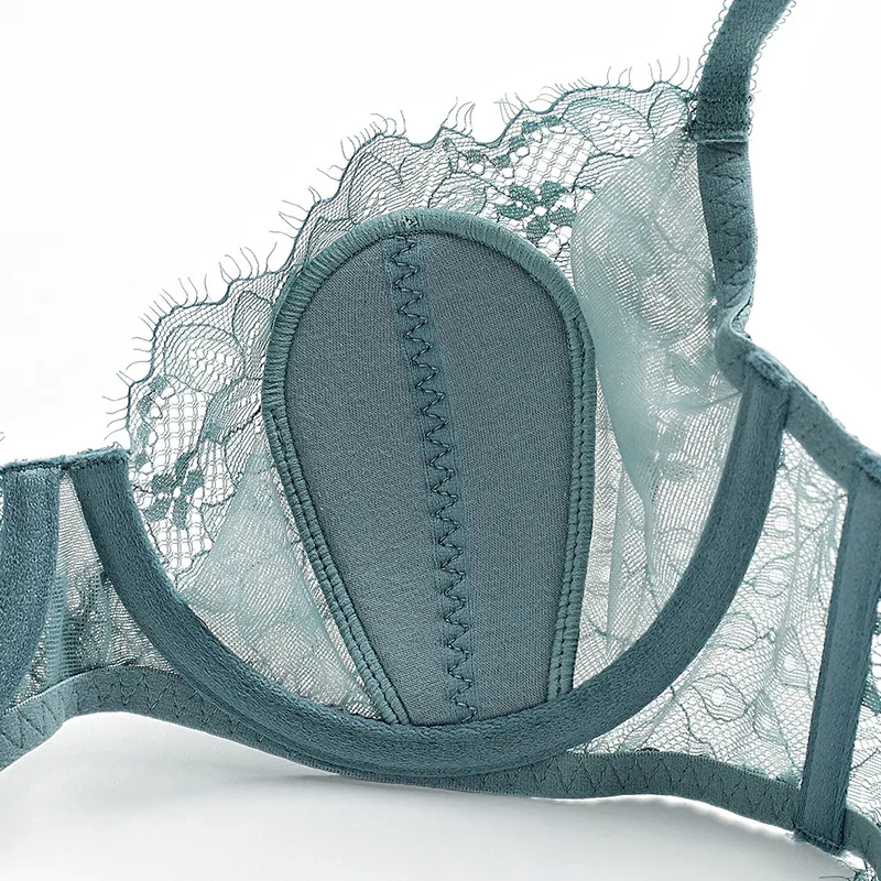 Sutiã conjunto renda plus size roupa interior feminina padrão floral decoração de cílios underwire mamilo à prova de lingerie mulheres para verão lj201211