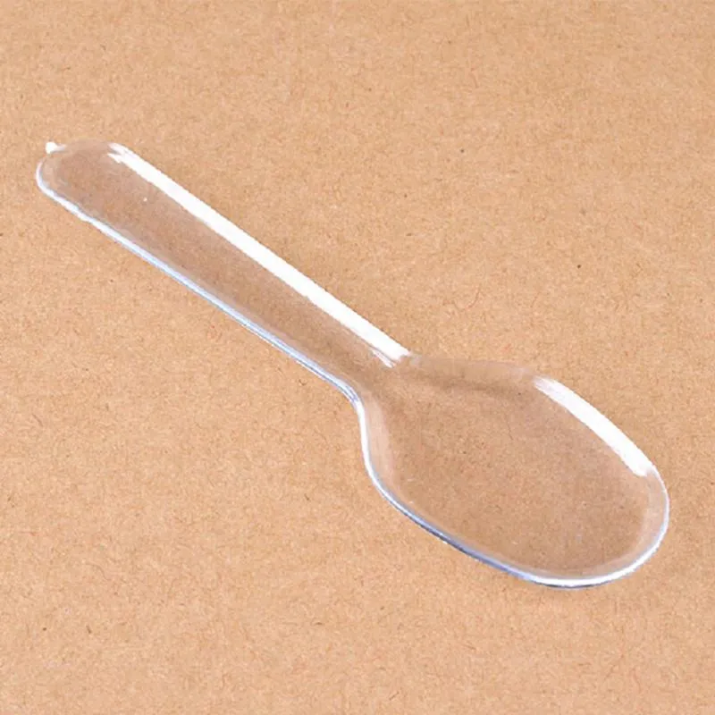 Mini Clear Plastic Spoons Disposable Flatware Spoons for Jelly Ice Cream Dessert Appetizer260I