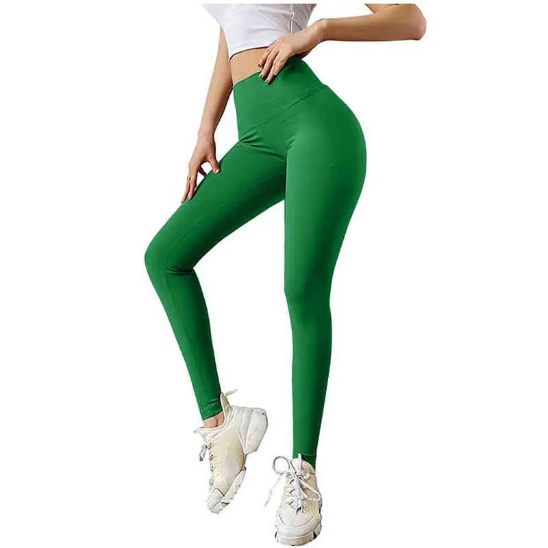 Moda Leggins Bayanlar Saf Renk Kaldırma Kaldırma Elastik Spor Koşu Yoga Pantolon Tayt Spor Kadın Fitness H1221
