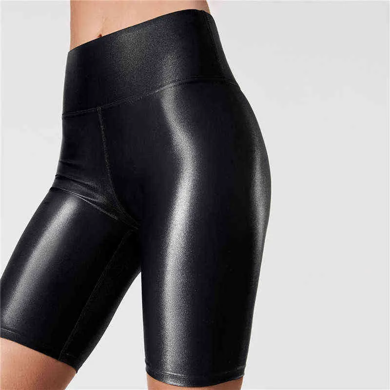 Femmes Taille Haute Faux Cuir Shorts Sexy Mince Solide Noir D'été Pantalon Court Casual Mode Élastique PU Shorts Y220311