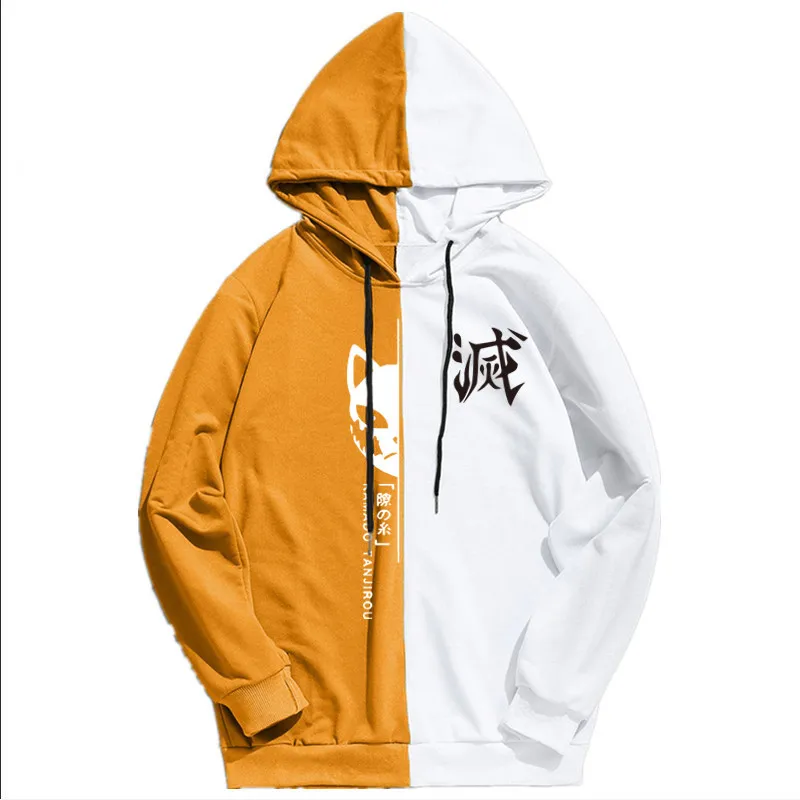 Ny Anime Demon Slayer Män Kvinnor Sportkläder Hoodie Tanjiro Tryck Utskrift Dubbel Färg Tröja Harajuku Tunna kläder Y0319