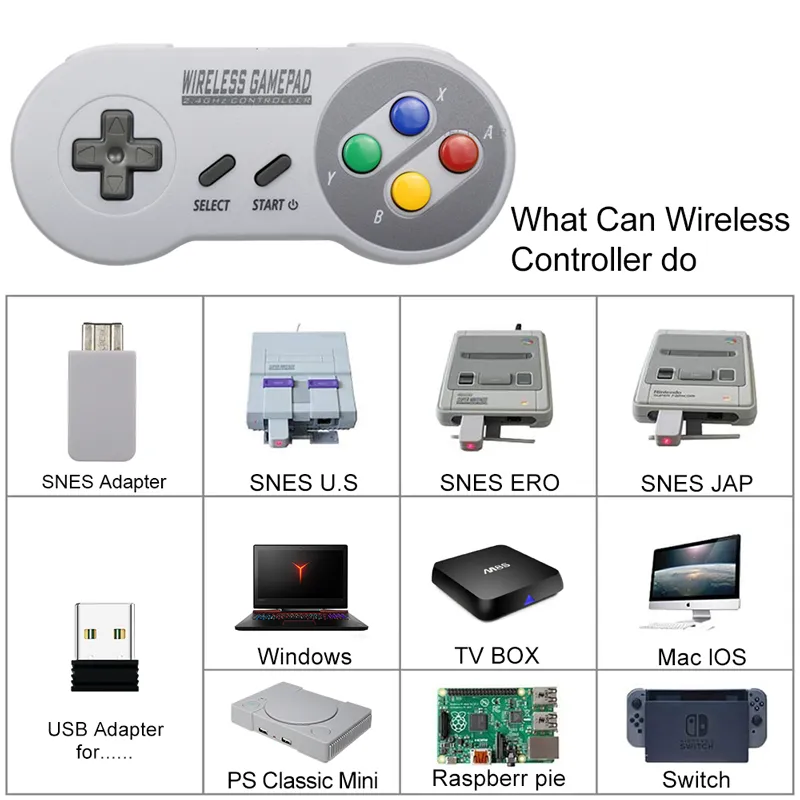 اللاسلكية ألعاب ألعاب 24 جيجا هرتز جويبياد تحكم Controle Controle لـ Switch Snes Super Nintendo Mini Console Remote Q01047234866