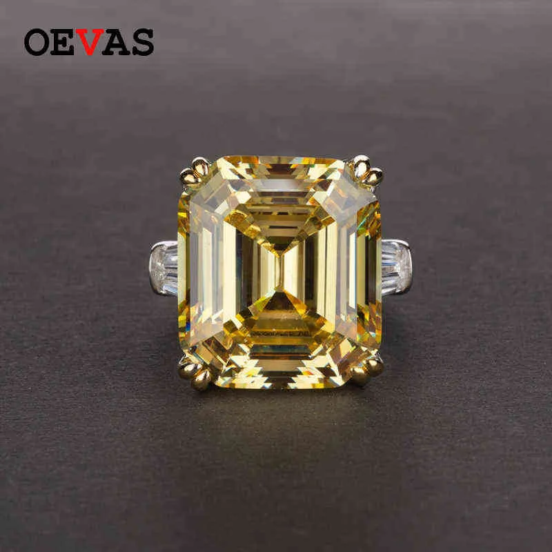 OEVAS 100 S925 argent Sterling luxe carré rose jaune blanc haute teneur en carbone diamant anneaux de mariage pour les femmes fête bijoux fins 22031728458