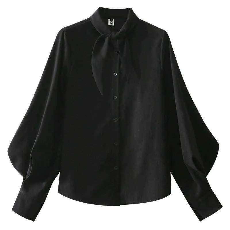 HOT automne femmes blouses lapin oreilles col chemise à manches longues coréen rétro lâche lanterne haut à manches blusas mujer de moda 2020 H1230