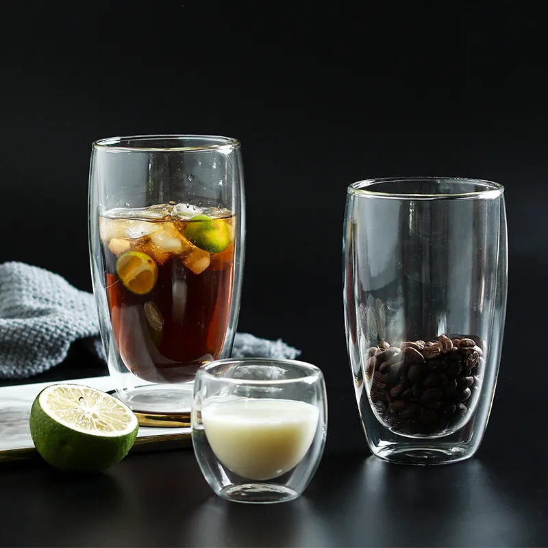 Doppel Wand Glas Tasse Transparent Tee Kaffee Becher Eis Bier Hitzebeständige Isolierte Kreative Für Milch Saft 220311