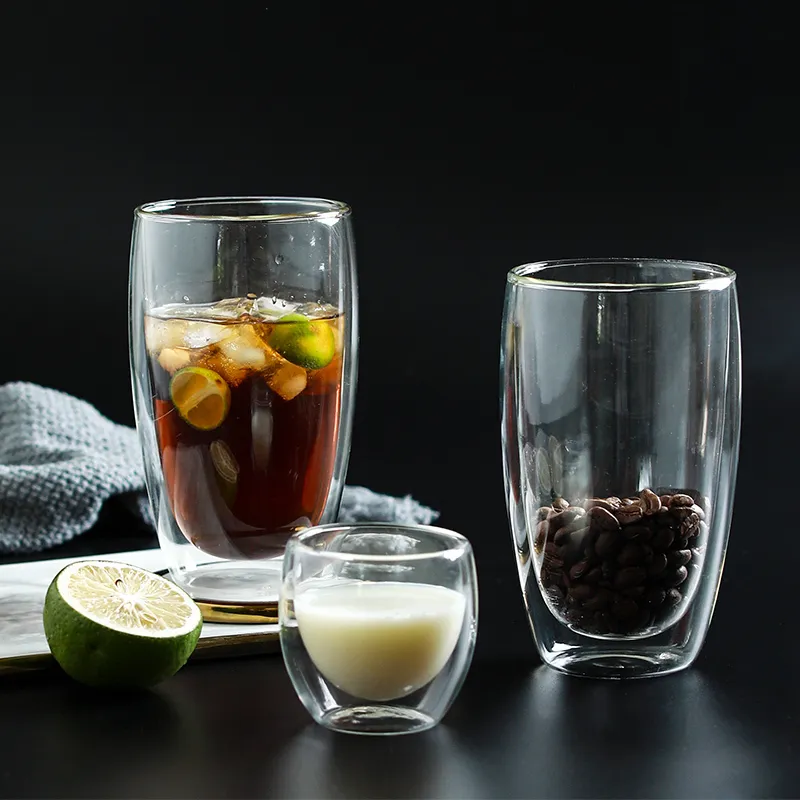 Double paroi verre tasse Transparent thé café tasse glace bière résistant à la chaleur isolé créatif pour lait jus 220311