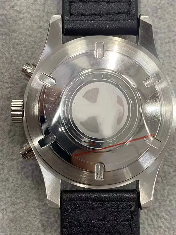 Novo estilo de quartzo vk movimento fuction completo cronógrafo mostrador preto relógio masculino couro preto band222f