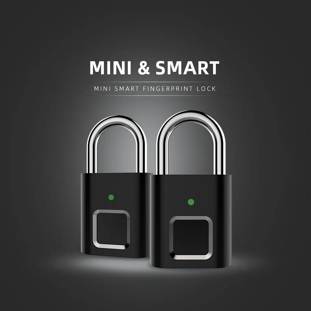 Mini Unlock Ricaricabile Smart Lock Senza chiave Blocco impronte digitali Antifurto Lucchetto di sicurezza Porta Bagagli Serratura piccola scatola Y200407