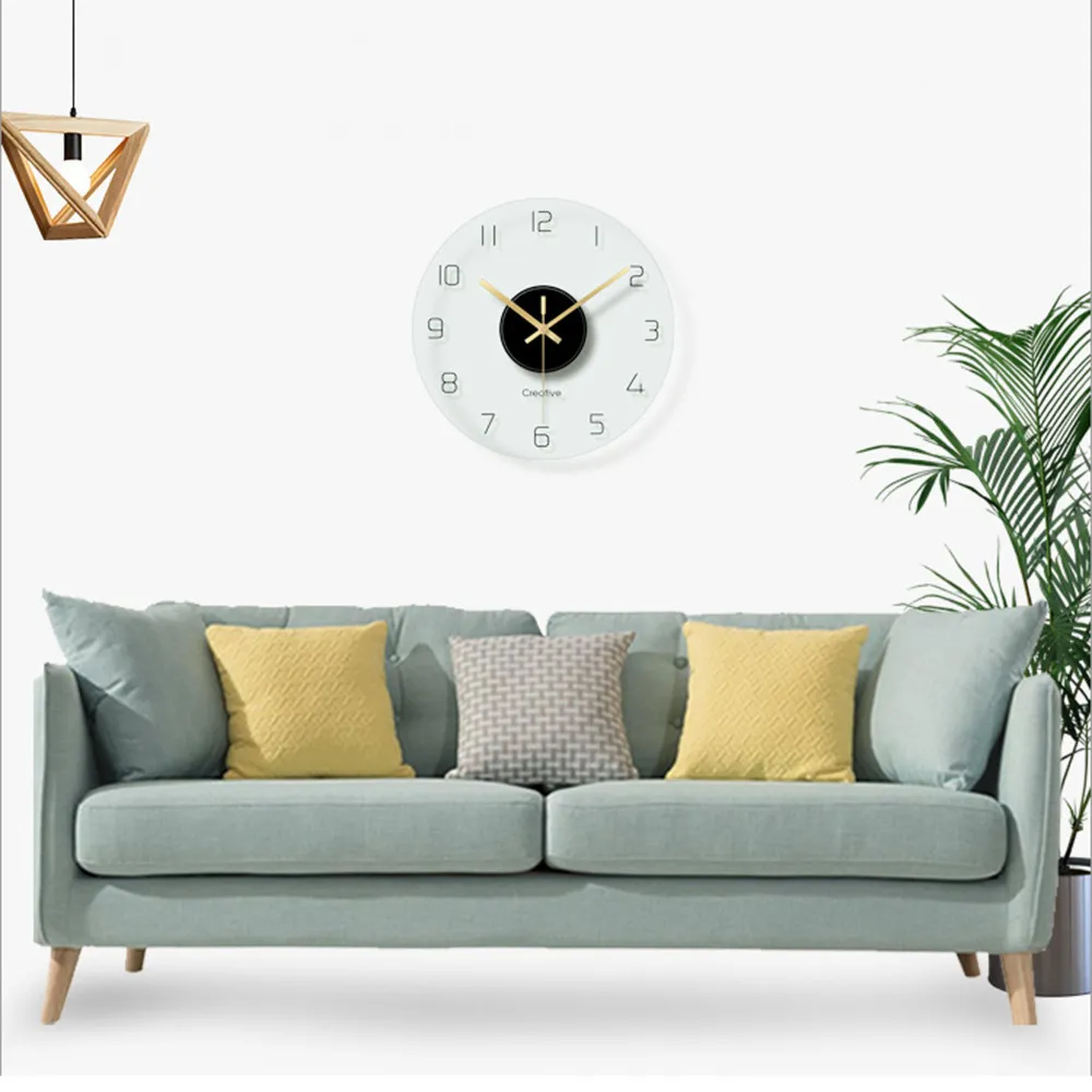 nordic Art Mute Wall Clock for Home Decor 12インチモダンなミニマリスト時計シンプルな装飾時計Y200110