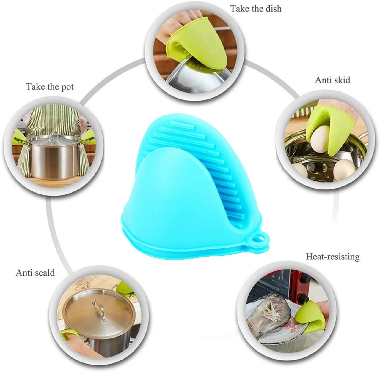Home Mini Oven Mitts Silicone Heat Resistant Cooking Pinch Mitts Finger Protector Pot Holder for Kitchen Cooking Baking home tools