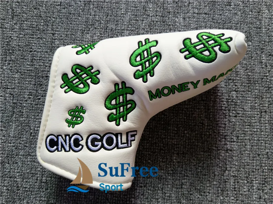 Latest Dollar Symbol Embroidered Golf Putter Head Cover Money Market Golf Blade Club Headcovers L-shaped 3colors04