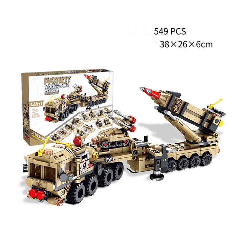 549 st AirodeFense Missile Mini Byggnadsblock Militär Army Boy Barn Leksaker Truck Barn Bricks Mini Figur Pedagogisk Toy Y220214