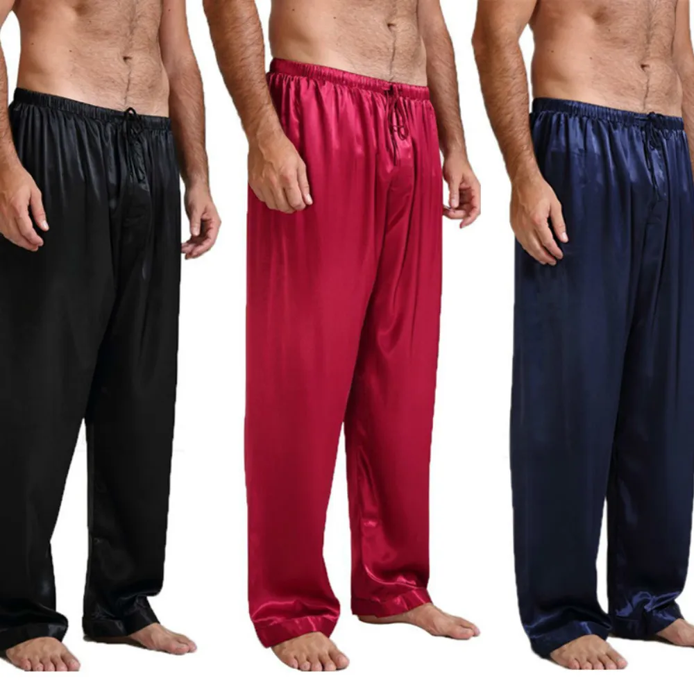 Hommes Vêtements de nuit Bas Mens Soie Satin Pyjamas Pyjamas Pantalons Lounge Sleep Pantalons décontractés Mansleepwear 201109