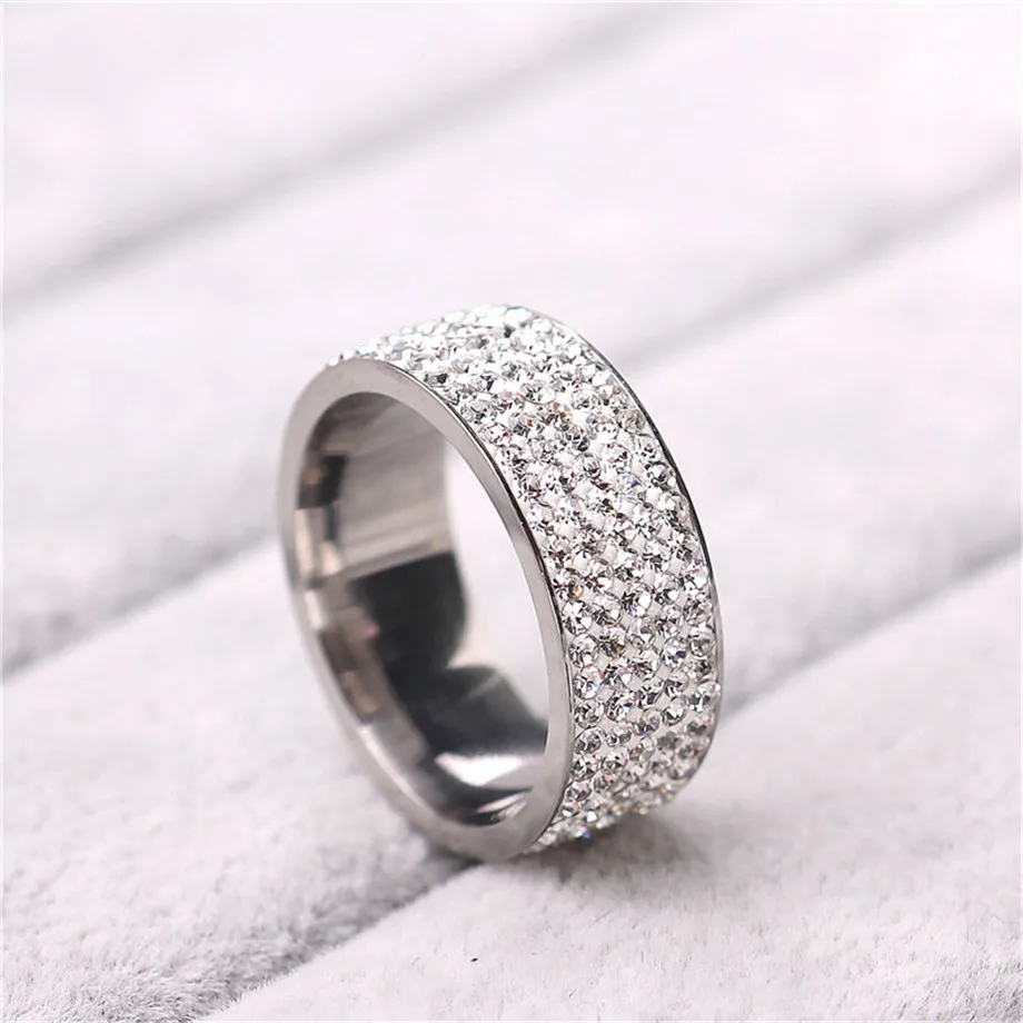 whole Hop Ice Out Bling Full Rhinestone Womens Ring Gold Color Stainless Steel Rings for Men Women Fashion Jewelry Anel3431460