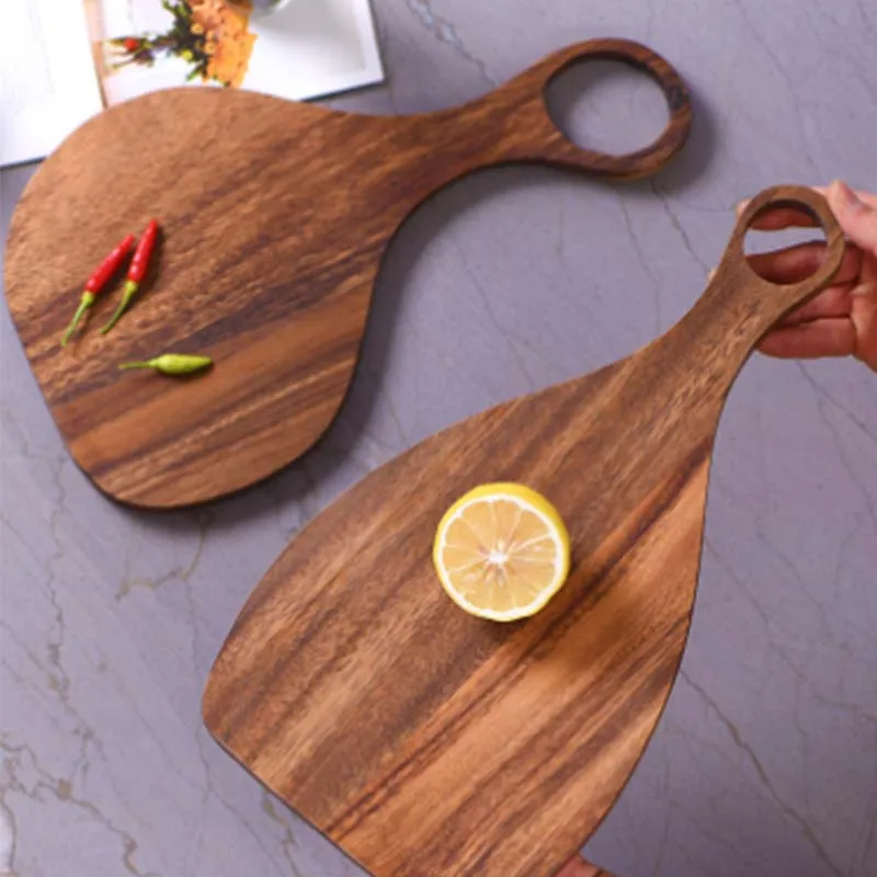 Irregular Wooden Chopping Blocks With Handle Kitchen Wood Food Plate Whole Wood Tray Cutting Board No Paint