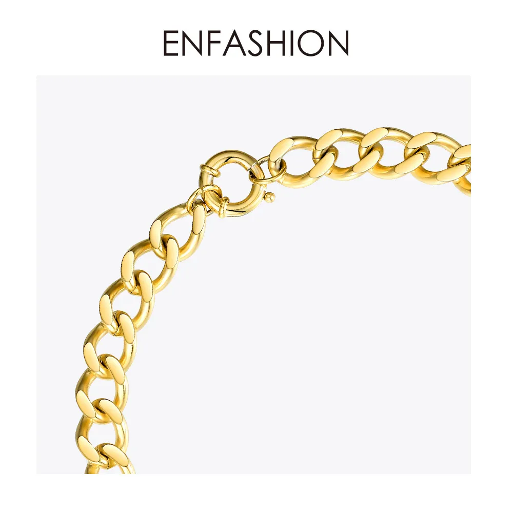 Enfashion punk stor stark länkkedja choker halsband kvinnor guld färg rostfritt stål uttalande halsband män smycken p193041 lj20274v