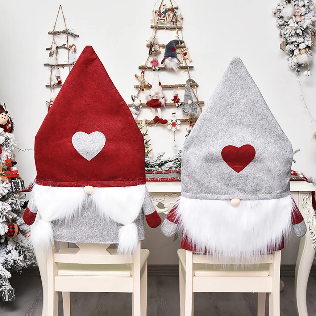 Christmas Chair Covers Santa Claus Hat Dinner Back Table Party Decor Year Supplies Free Ship Y201020