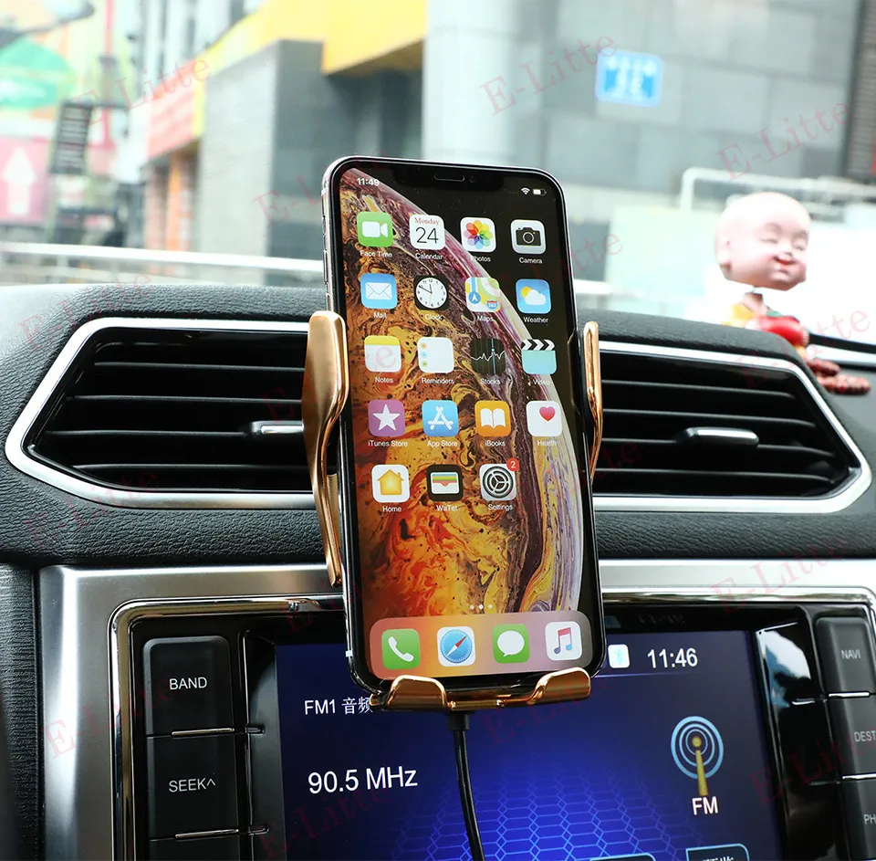 Support de téléphone de chargeur de voiture sans fil pour iPhone 11 pour Samsung OnePlus 8 Pro téléphone portable 10W chargeur sans fil station de charge C1016261p