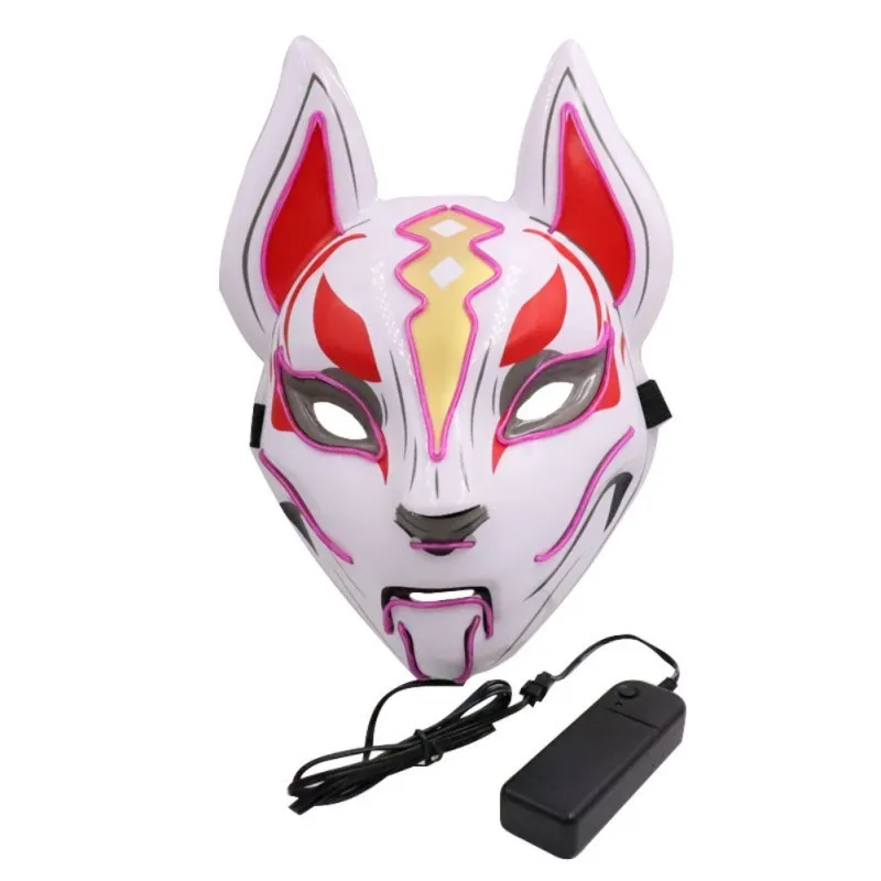 Accesorios de disfraces Máscara de Joker luminosa LED de neón Festival de Carnaval Iluminar EL Máscara de alambre Máscara de zorro japonesa Decoración navideña de Halloween Y209662333