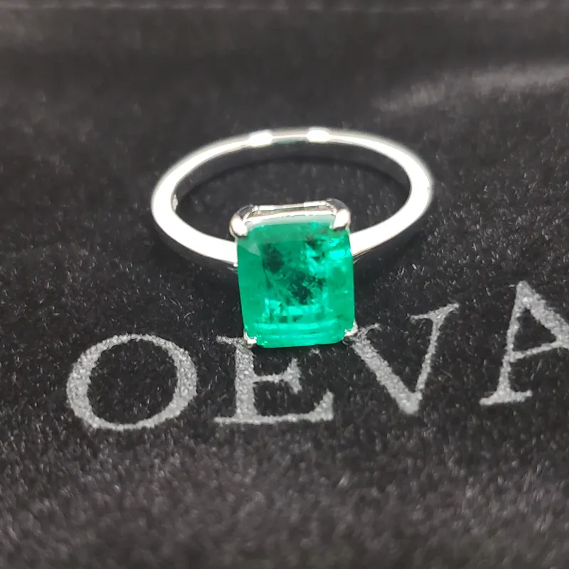 Oevas Solid 925 Sterling Silver Wedding Rings for Women Sparkling Emerald High Carbon Diamond Engagement Party Fine Jewelry Gift 26059927