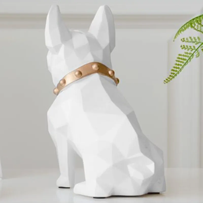 Europeisk stil geometri fransk bulldog harts staty penning box kreativ heminredning mynt lagringslåda barn presentpiggy bank wx3 t2007285b