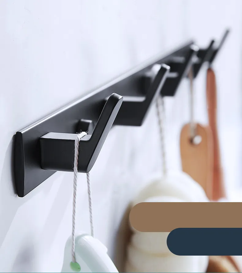 Black White Robe Hook Bathroom Towel Hooks Towels Bag Hat Hook Wall Mounted Clothes Coat Hook Wall Hanger Bathroom Hardware T200107