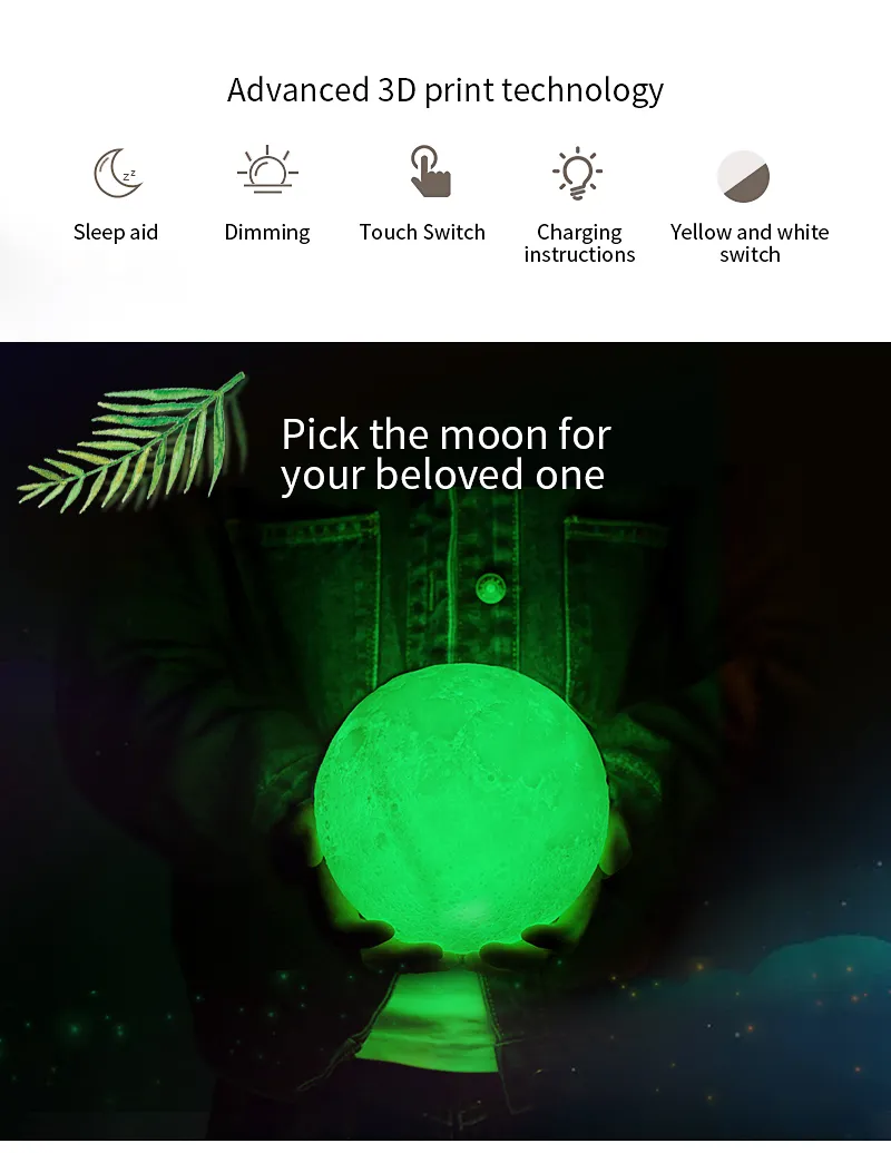 Led Moon Işık Uzaktan Kumanda USB Tatil Uyku Şarj Edilebilir Yaratıcı Rüya Masa Gece Lambası Renkli Dokunmatik Dekor Dekor Odası Hediyesi298f