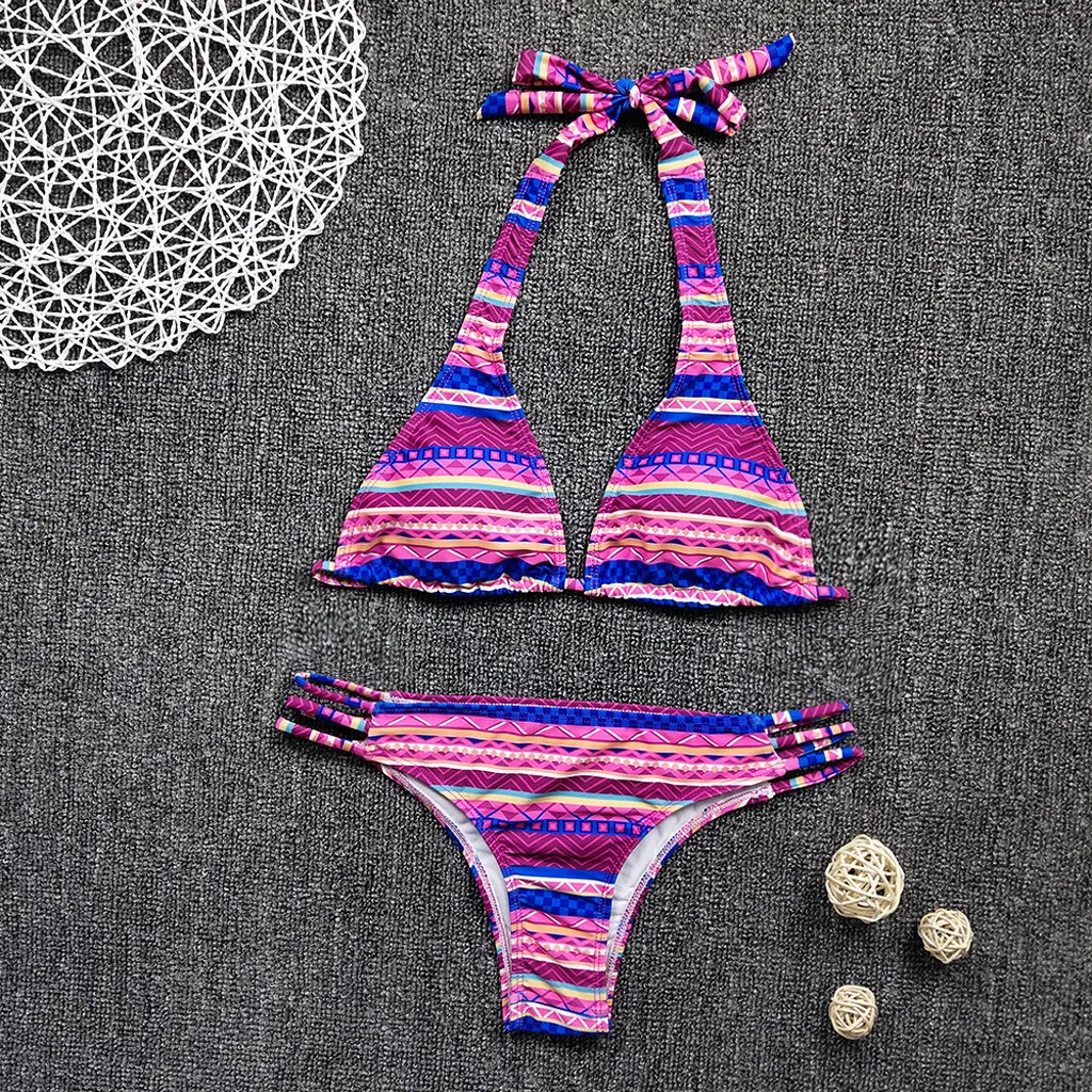 Kvinnors Sexig Hög Midja Bikini Boho Tryck Brasiliansk Bikini Set High Cut Two Piece Swimsuit Traje de Bao LJ200825