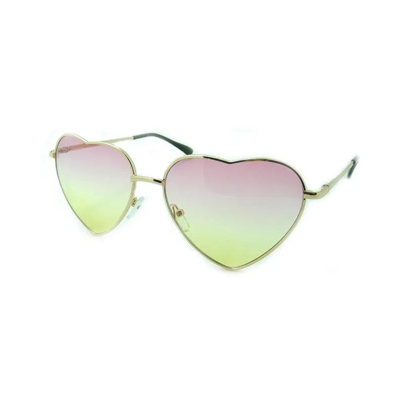 Lunettes de soleil mode en forme de coeur pour fille rétro cadre en métal rose miroir femmes Vintage lunettes de soleil lunettes # 84059323n