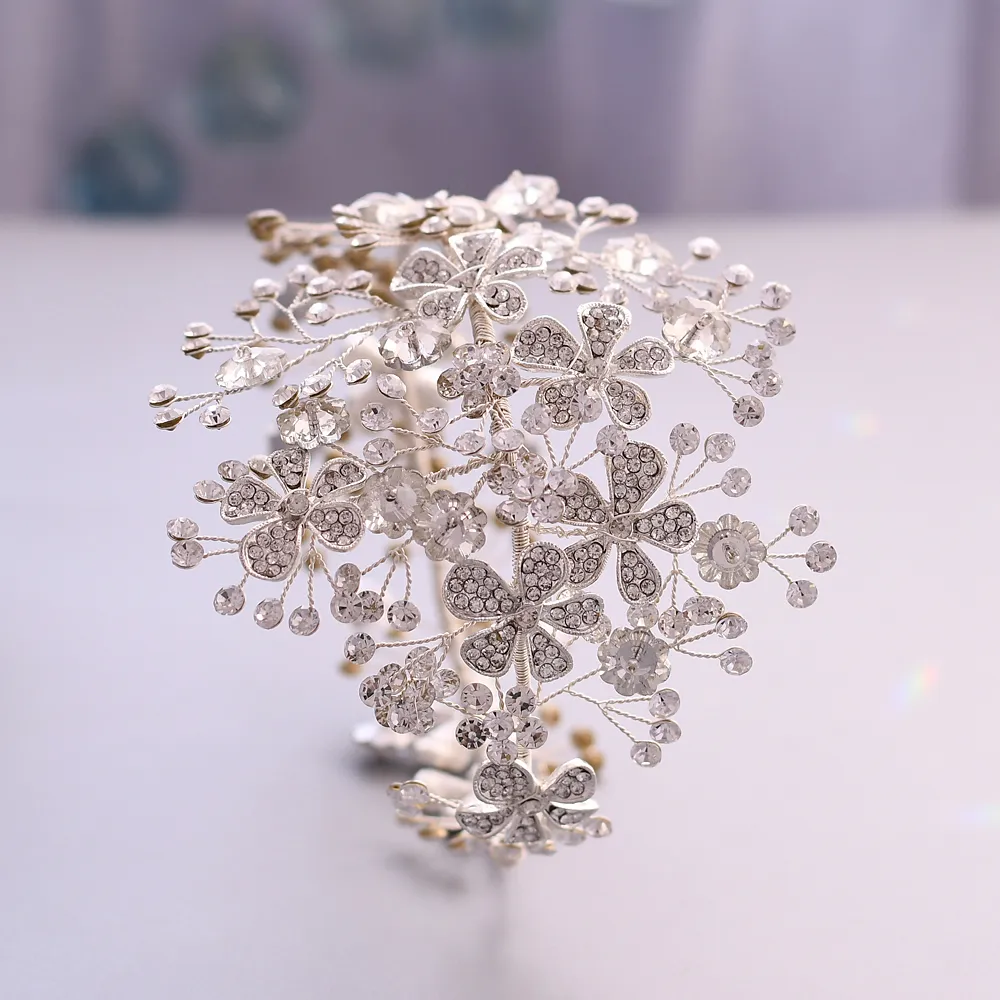 Trixy H273 Delicate bruidshoofdband bruiloft haar sieraden sprankelende bruiloft tiara en kroon bloemen headpieces voor bruid bruidsmeisjes w4265645