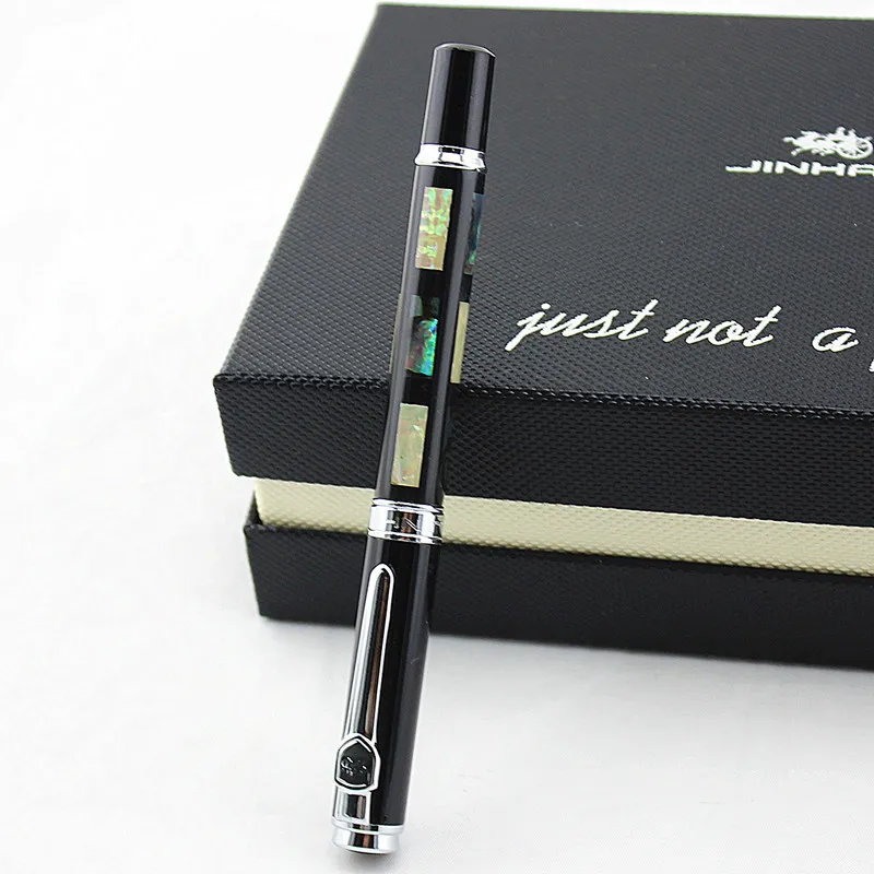 Jinhao 8802 Sea Shell Metal Fountain Pen Bent Nib, Fude Pen Fine для широкого размера каллиграфии чернила ручка для письма, офис рисования 201202