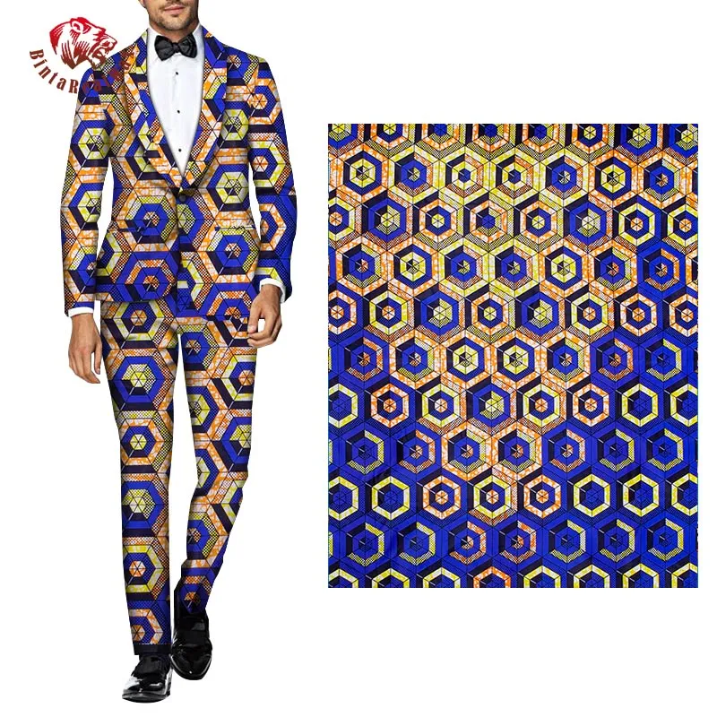 Bintarealwax 6 ярдов лоты африканская ткань геометрические узоры Ankara Polyester Farbic для шитья ткани для печати воска у двора Designe263Z