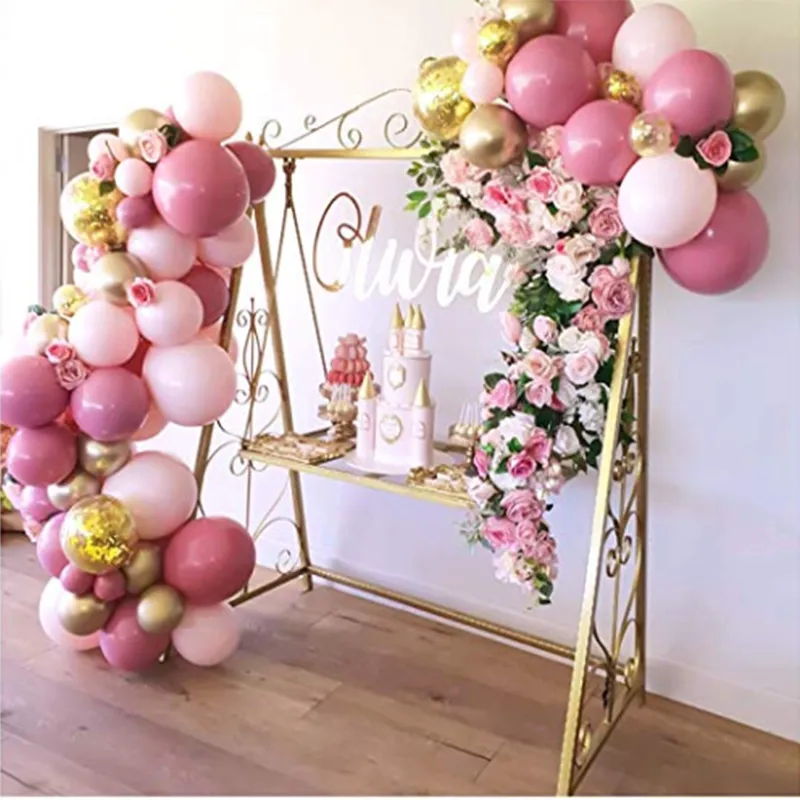 Balon Garland Arch Zestaw Różowe i złote balony na przyjęcia urodziny przyjęcie weselne Dekoracje Baby Shower For Girl Boy T200526