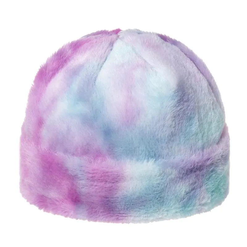 Jesienne zimowe sztuczne futro Rainbow Multicolor krawat barwne czapki czapki moda hip -hop gęsta ciepła czapka czapki dla kobiet dziewczęta gorros2182