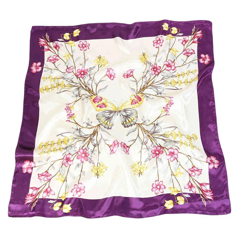 9090cm Square Silk Scarf 여성 패션 디자이너 아름다운 꽃 파울 라드 소프트 새틴 숄 스카프 스카프 넥 헤드 스카프 2937136