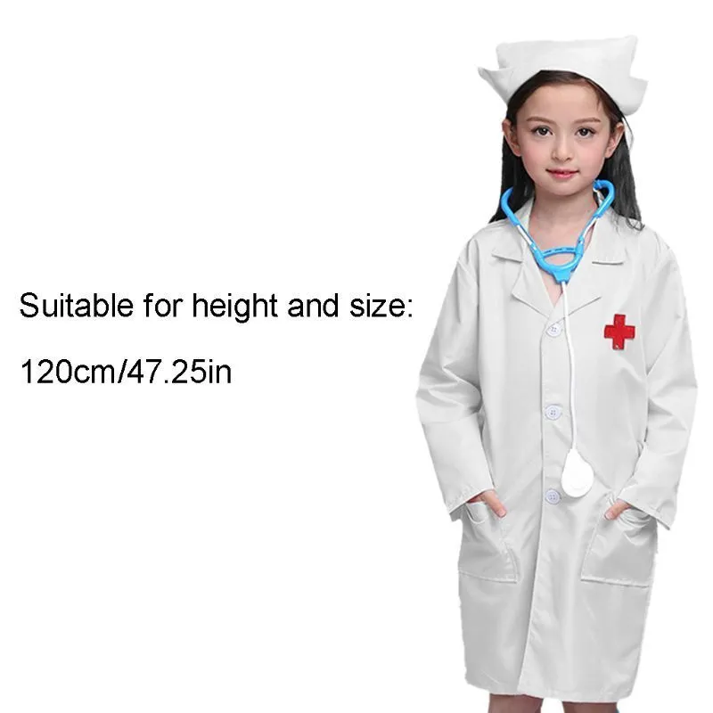 Children Doctors Uniform Kids White Hospital Cosplay Costume for Halloween Props Children Doctors Coat LJ201214